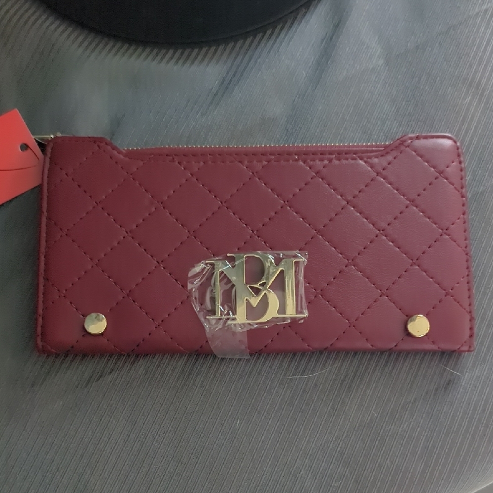 Badgley Mischka Burgundy Quilted Wallet